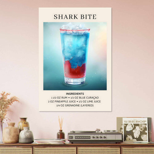Artfulprints  Shark Bite cocktail - Ingrediënten   poster A4 21x29.7 cm