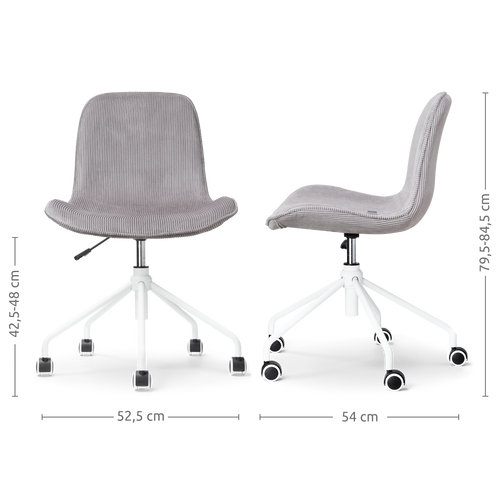 Nolon Nout-Fé Bureaustoelen Set van 2 - Rib Crème - Zwart Onderstel