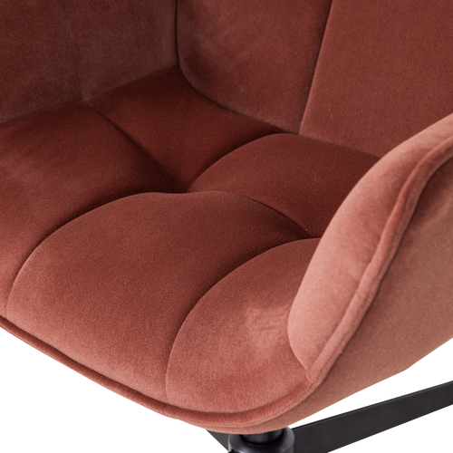WOOOD draaifauteuil Wibo - Velvet - Mat Bruinrood - 94x71x83