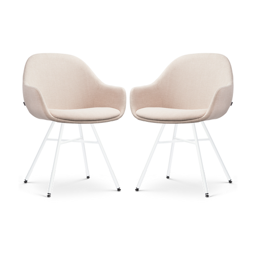 Nolon Noa-Mae Eetkamerstoelen Set van 2 - Beige - Witte Poten - vtwonen shop