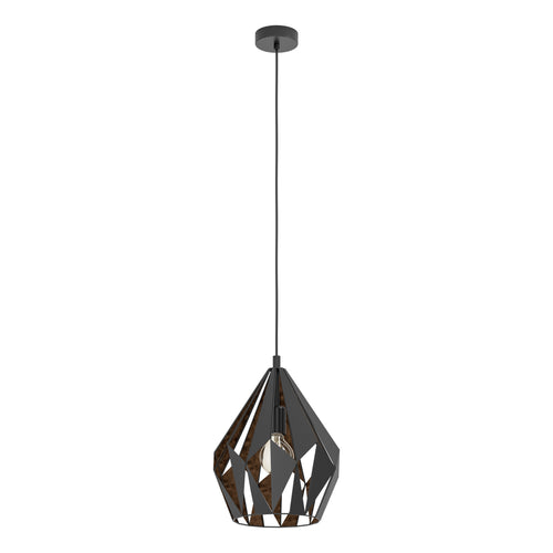 EGLO hanglamp Carlton 1 - e27 - ø 31 cm - zwart/koper - vtwonen shop