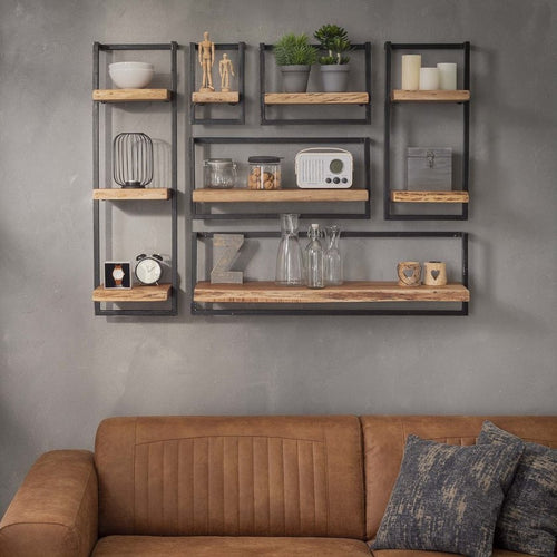 Giga Meubel Wandplank Edge - Naturel Acaciahout - 100x25x30cm