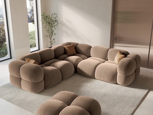 Cosmopolitan Design Hoekbank Loretto 4-zits, flueel donkerbeige - 250x250x68cm