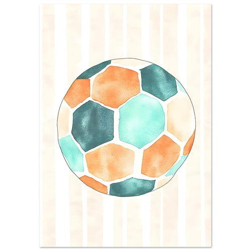 Artfulprints  Blauw oranje voetbal   poster A4 21x29.7 cm - vtwonen shop