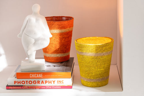 J-Line geurkaars Mand - Vanilla Escape - glas - oranje - medium - 55U