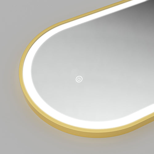 LOMAZOO badkamerspiegel Berlin - met LED verlichting - ovaal - goud - 40 x 70 cm