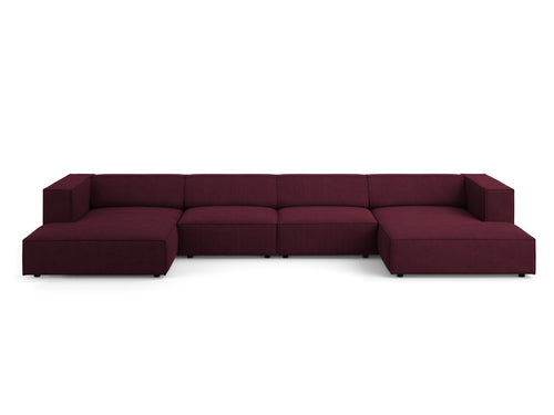Cosmopolitan Design Panoramische bank Arendal 6-zits, chenille met ribbeleffect, robijn - 166x364x70cm