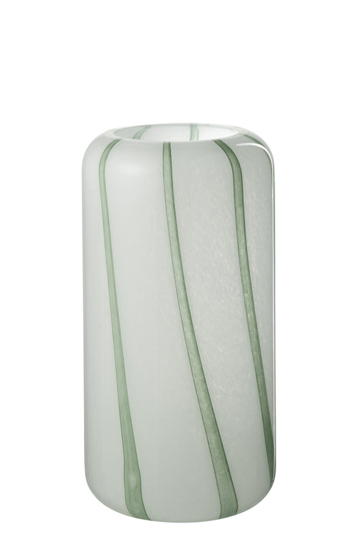 J-Line vaas Mimi - glas - wit/groen - large - 32 cm hoog - vtwonen shop