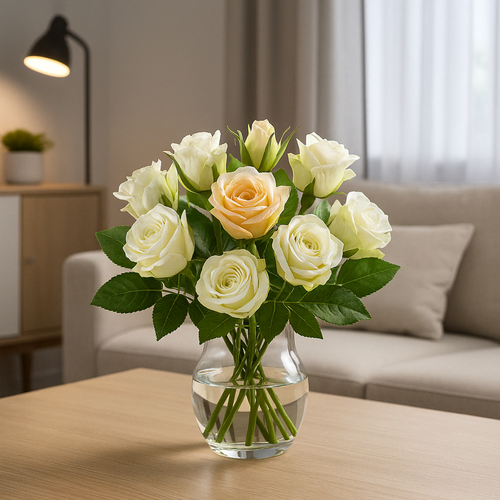 Flourify kunstbloem - Rozenboeket - 29 cm