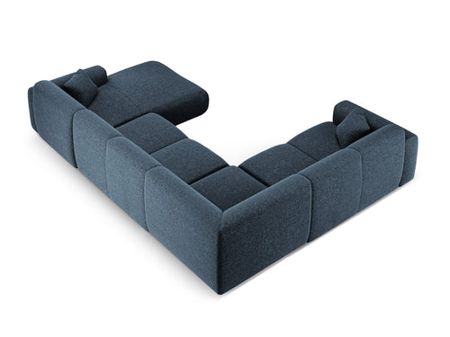 Cosmopolitan Design Panoramische hoekbank links Nolio 6-zits, chenille koningsblauw - 252x342x72cm