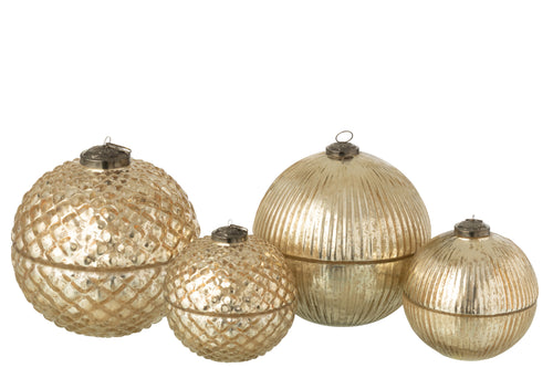 J-Line geurkaars Kerstbal -  glas - goud - large - 2 stuks - vtwonen shop