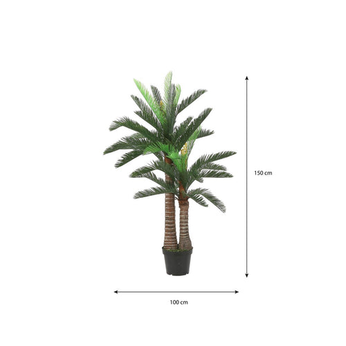 Mica Decorations Cycas Palm Kunstplant - H150 x Ø100 cm - Groen