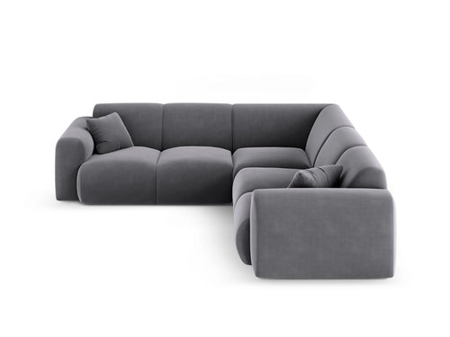 Cosmopolitan Design Hoekbank Nolio 5-zits, flueel donkergrijs - 252x252x72cm