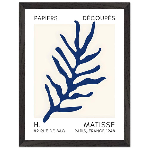 Artfulprints Poster met Lijst Matisse – Ocean flora navy blue II   - 30x40 cm - Blauw