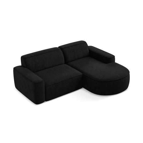 LaMiaSofa hoekbank rechts Melissa - chenille stof - zwart - 224x166x70
