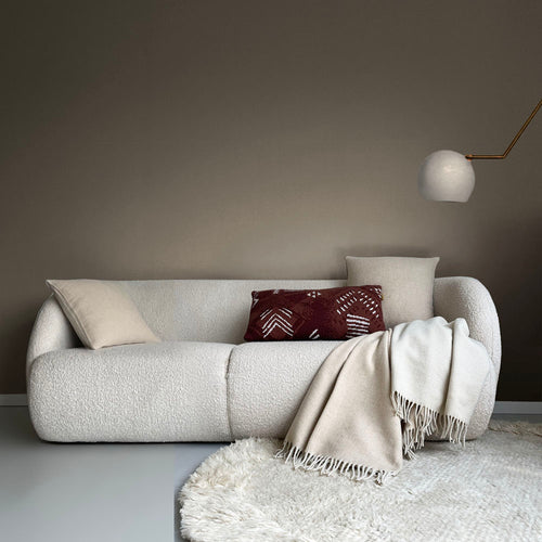Malagoon plaid - beige dubbelzijdig - 130x170cm gerecycled wol