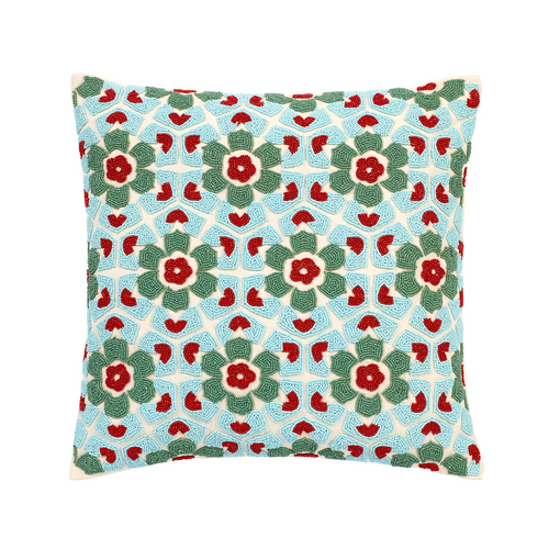 Sia Deco Kussen - turquoise en groen - katoen - 45x45 - vtwonen shop