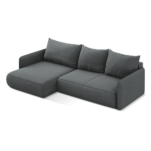 LaMiaSofa hoekbank links Palermo - textuurstof - grijs - 240x148x86