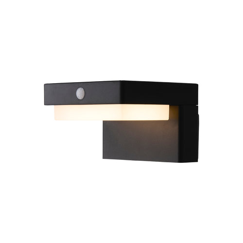 Lighto - Wandlamp zwart solar voor buiten – Oplaadbaar – Werkt op zonne-energie