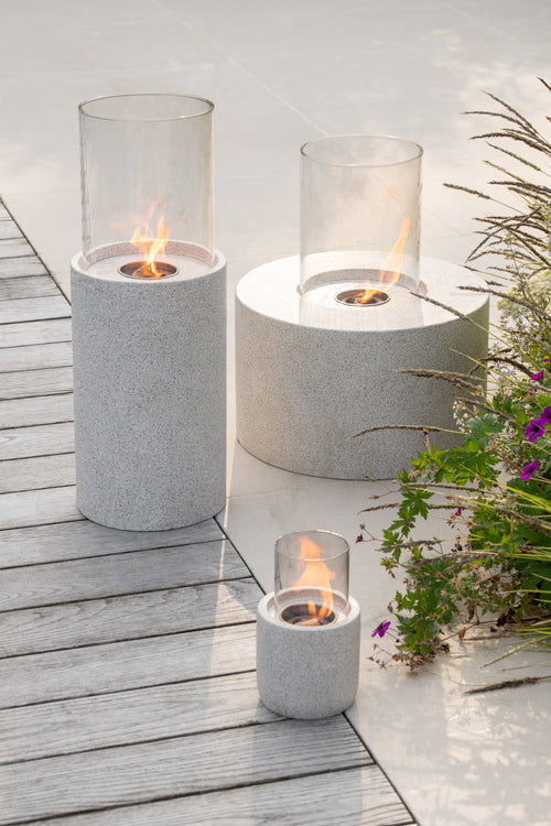J-Line tafelhaard Bio-Ethanol Rond - hout - grijs