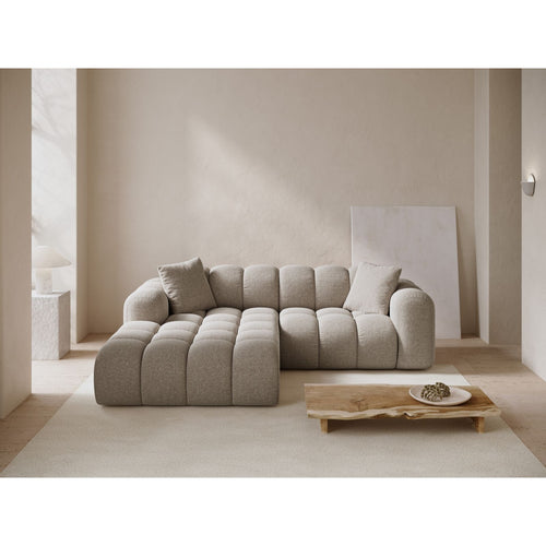 Cosmopolitan Design - Linker hoekbank Treno 3-zits, chenille donkerbeige - 184x240x70cm