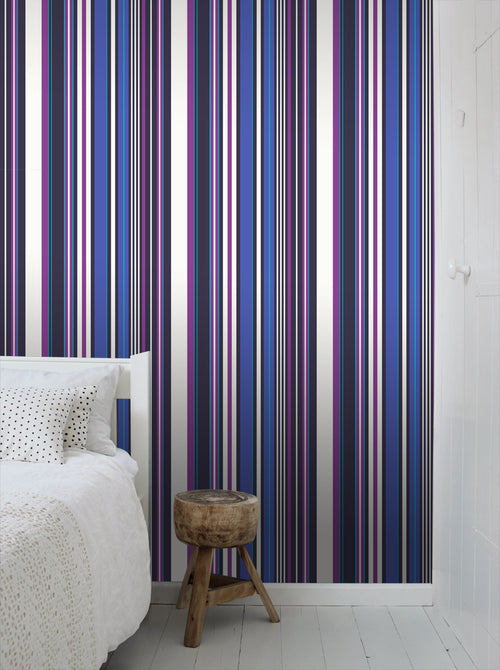 ESTAhome behang strepen paars en blauw - 53 cm x 10.05 m - 116536