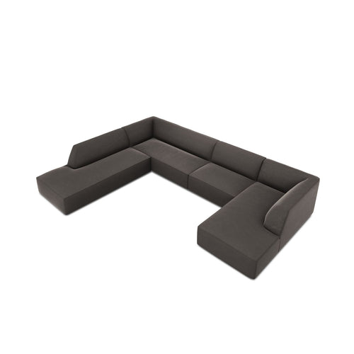 Cosmopolitan Design - Panoramische hoekbank Siena 7-zits, flueel donkergrijs - 273x366x69cm