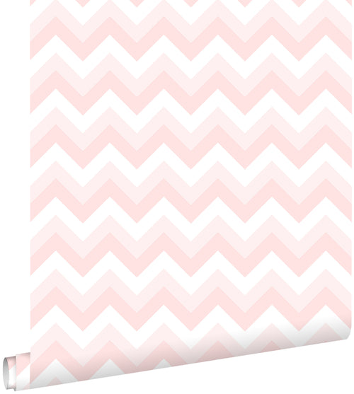 ESTAhome behang zigzag motief zacht roze en wit - 53 cm x 10.05 m - 128857 - vtwonen shop