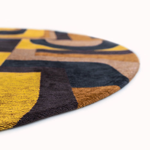 Louis De Poortere binnen & buiten machinewasbaar vloerkleed Nuance Module van 40% gerecycled PET - geel - 140x140cm