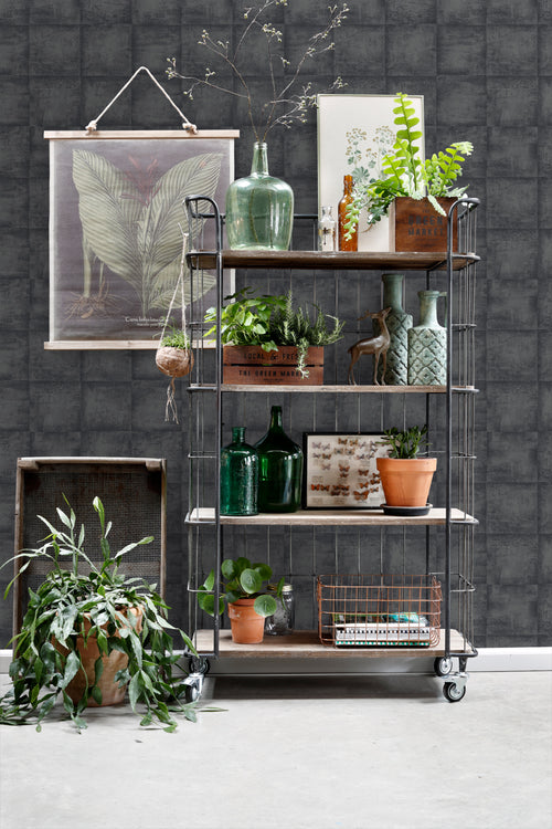 ESTAhome behang betonlook zwart - 53 cm x 10.05 m - 138204
