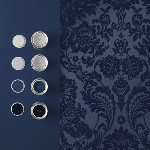 Graham & Brown Vliesbehang - Gothic Damask Flock Cobalt
