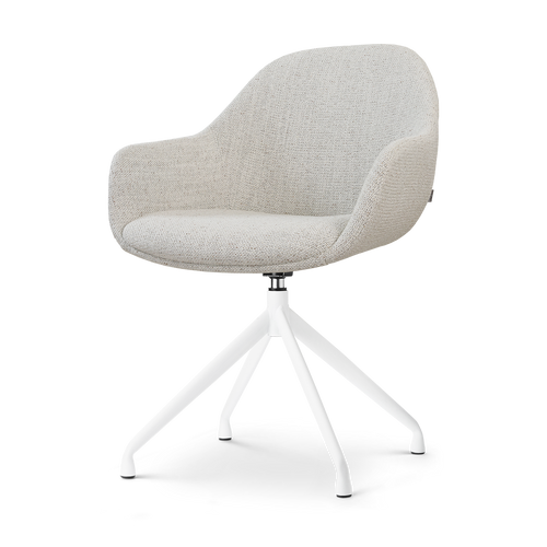 Nolon Nola-Mae Eetkamerstoel Beige Gemêleerd - Draaibaar Wit Onderstel