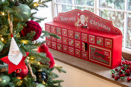 J-Line Adventskalender - hout - rood/wit