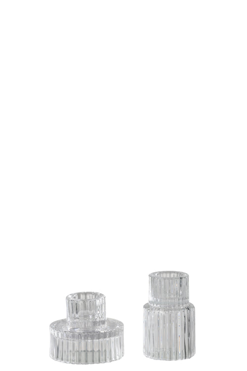 J-Line kaarshouder Jenny - glas - transparant - 2 stuks