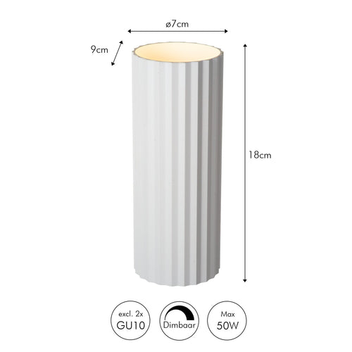 Atmooz wandlamp Ribble rond - wit - 7 x 9 x H 18 cm - GU10