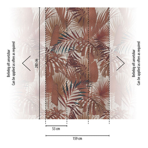 Livingwalls fotobehang jungle-motief terracotta en beige - 159 x 280 cm - AS-391802