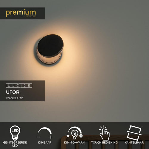 Lucide wandlamp UFOR - Geïntegreerde LED - Zwart - vtwonen shop