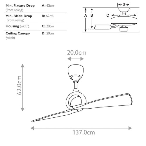137 cm Deckenventilator, poliertes Nickel, Fernbedienung