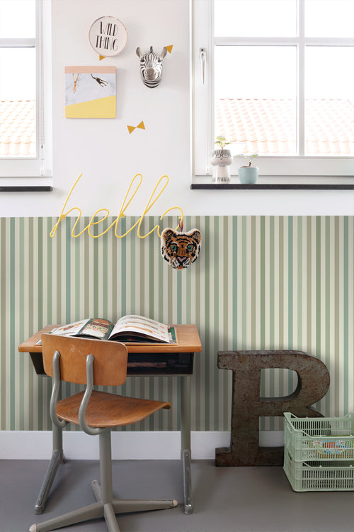 ESTAhome behang strepen groen - 50 x 900 cm - 131603 - vtwonen shop