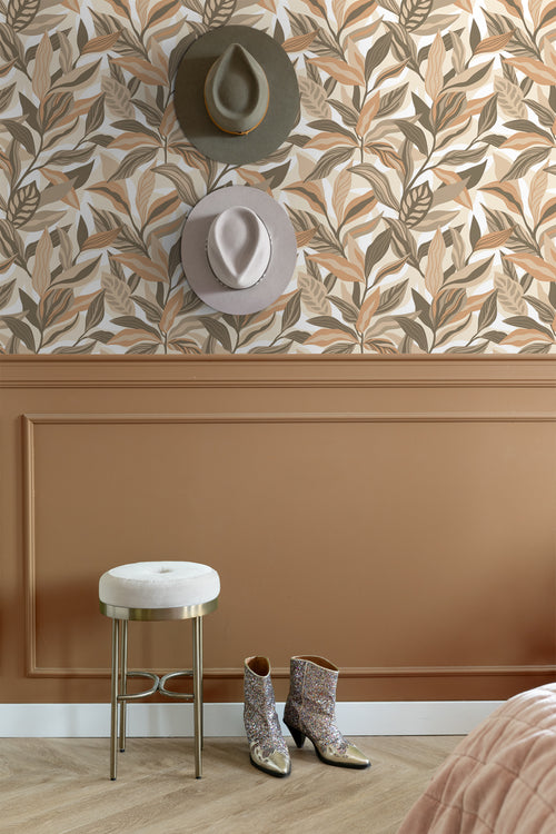 ESTAhome behang tropische bladeren beige - 50 x 900 cm - 131039 - vtwonen shop