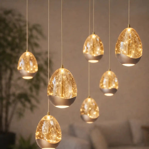 Highlight hanglamp Egg - 8 lichts - 100  x 155   cm - champagne