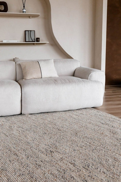 Interieur05 Rond Wollen Vloerkleed Beige/Wit Gemeleerd Vik - 240 x 240 cm - vtwonen shop