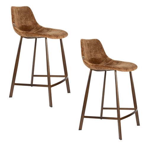 Dutchbone Franky Barkrukken 65 cm Cognac  - Set van 2