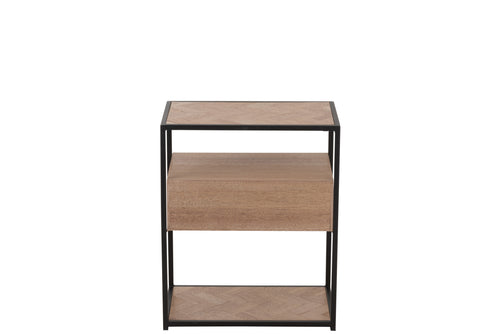 J-Line bijzettafel Zigzag 1 Lade - hout/metaal - naturel/zwart - vtwonen shop