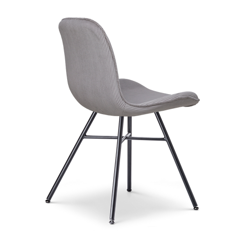 Nolon Noa-Fé Eetkamerstoelen Set van 2 - Rib Warm Grijs - Zwarte Poten