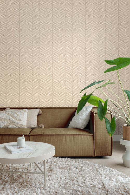 ESTAhome behang visgraat-motief licht perzikroze - 53 cm x 10.05 m - 139450