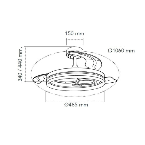 CristalRecord plafondventilator Naira - 1 lichts - 107  x 44   cm - wit