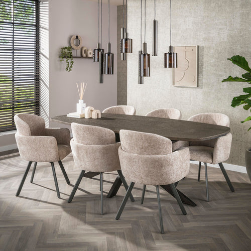 Giga Living Eettafel Bronvik - Deens Ovaal Brons Metaal - 215cm