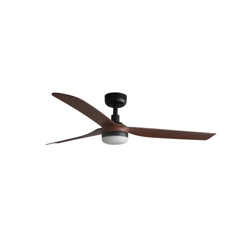 Faro Punt Punt 132cm LED-plafondventilator matzwart, walnootkleurige bladen CCT