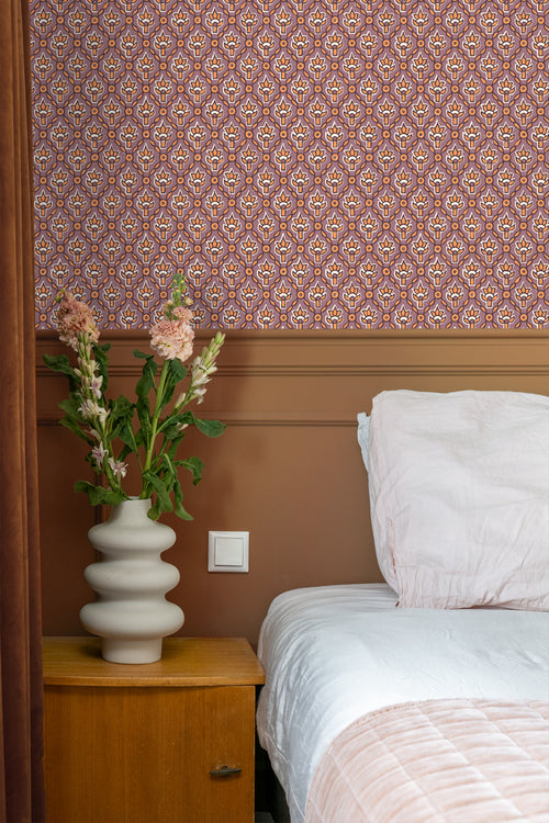 ESTAhome behang vintage bloemen paars en oranje - 50 x 900 cm - 131543 - vtwonen shop